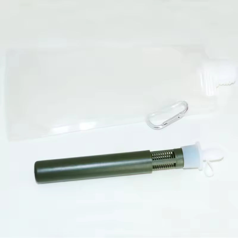 Survival Water Filter Straw Portable Purifier Bottle Outdoor Emergency Camping Bag Hiking Purification Gear